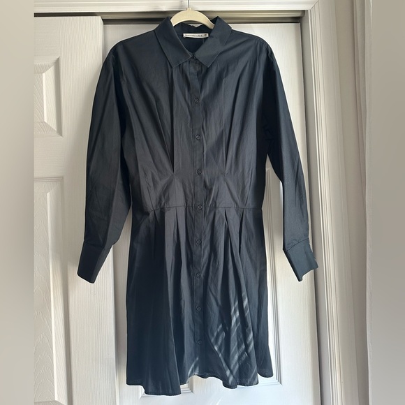 Abercrombie & Fitch Black Poplin ShirtDress, size M Tall - Picture 3 of 12